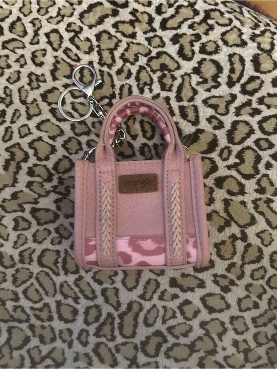 Wrangler Handbags - Nwot Wrangler Pink Mini Tote Keychain with Patterned Accent